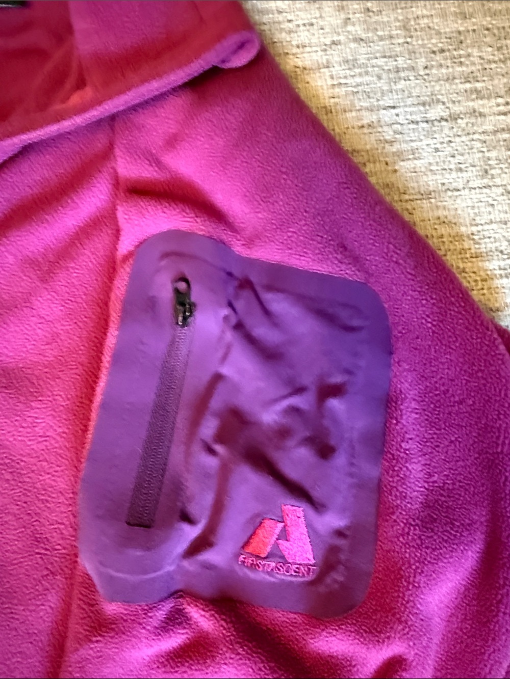 Eddie Bauer Plum Quarter-Zip Fleece Pullover with Zip Chest Pocket - Picture 3 of 4